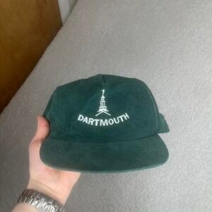 Vintage Dartmouth University green corduroy SnapBack hat USA made